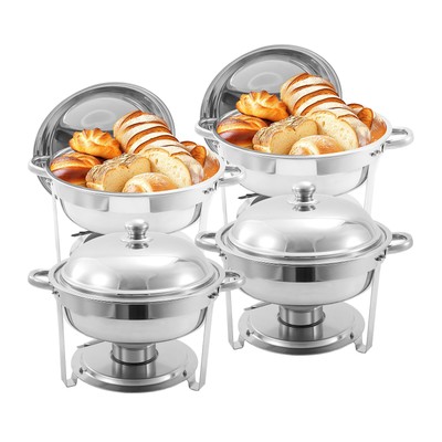 Round Chafing Dishes for Buffet 6QT 4 Pack Chafing Dishes for Buffet for Party