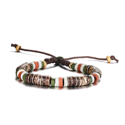 Vintage Men Man Bracelet Natural Stone Charm Beaded Wristband Adjustable Jewelry