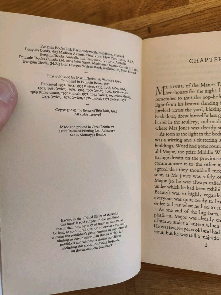 BOOK Orwell Animal Farm Penguin Paperback 1978 Fiction eBay