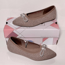 Skechers Cleo Point Glitzy Haze Recycled Vegan Sparkle Knit Bow Flats Size: 5.5