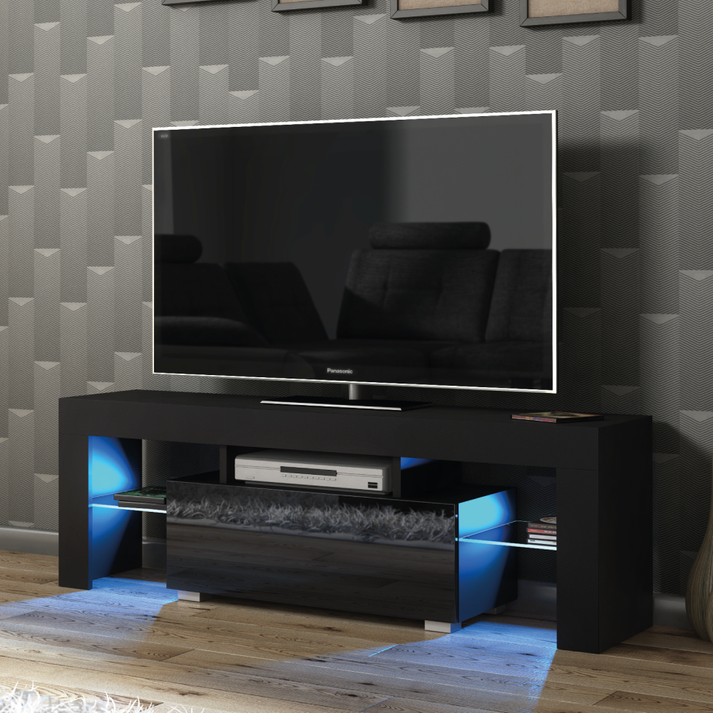 Creative Furniture Floe 130Cm Tv Unit 130Cm Led - Black Gloss Doors - Image 2