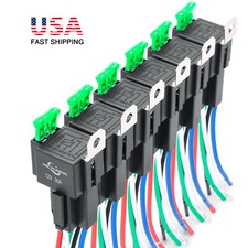 6x 5 Pin Automotive Car Audio Relays SPST 30 Amp Fuse Relay Switch Harness Set