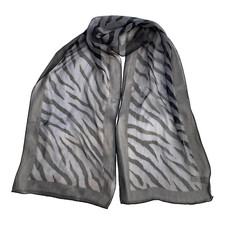 ELAINE GOLD Animal Print Silk Scarf Black Gray and Gold 32 x 20"