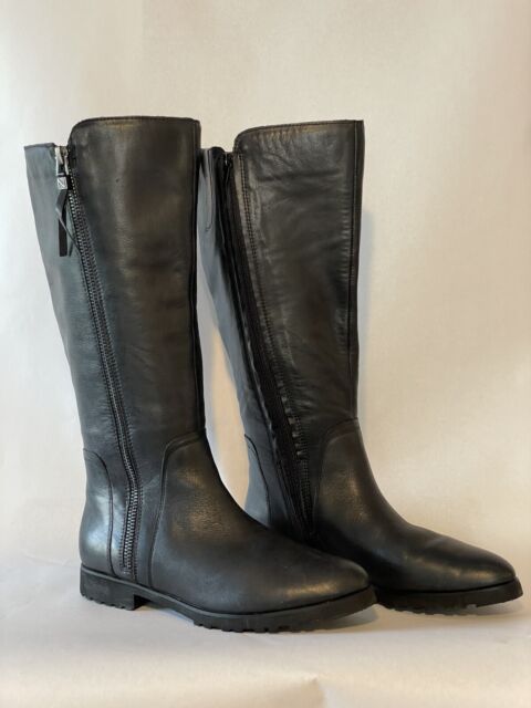 Naturalizer Women&#039;s Gael Leather Wide-Calf Boot Black Sz 11 B/M