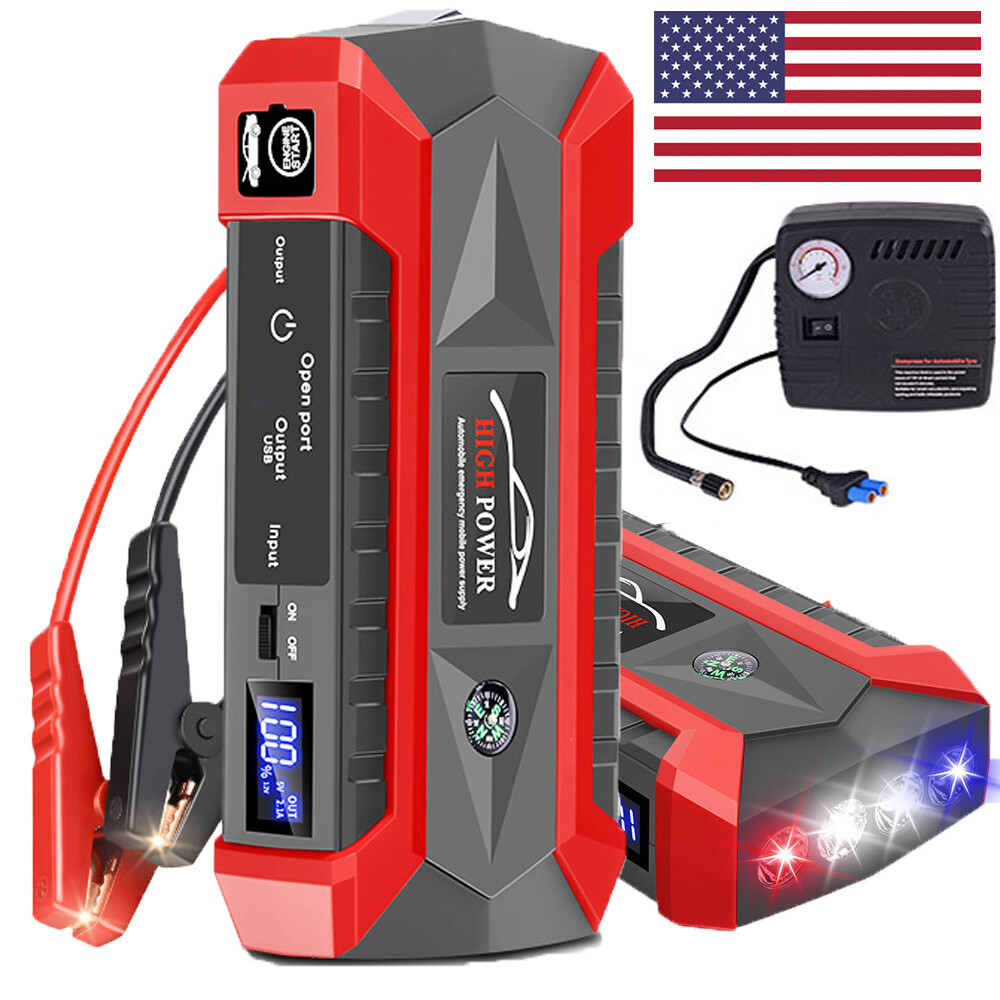 99800mAh Car Jump Starter Tire Inflator Air Pump Booster Jumper Box Power Bank