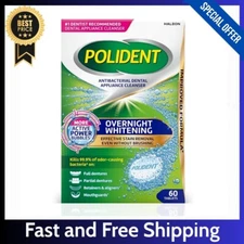 Polident Overnight Whitening Antibacterial Dental Appliance Cleanser Tablets NEW