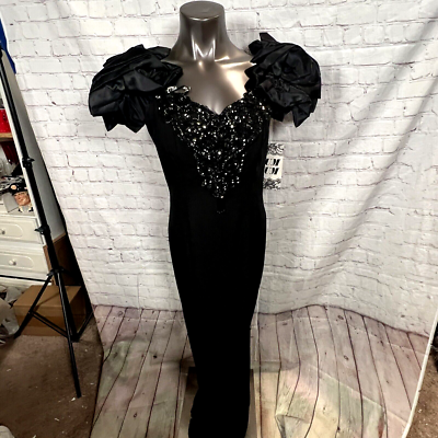 Vintage 90s Zum Zum Size 11/12 Black Beaded Sequin Rhinestones Formal Dress  NWT | eBay