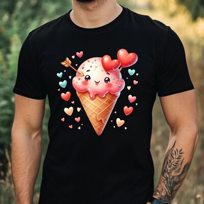 Mens I Love Ice Cream Print Cotton T-Shirt Size XS to 5XL