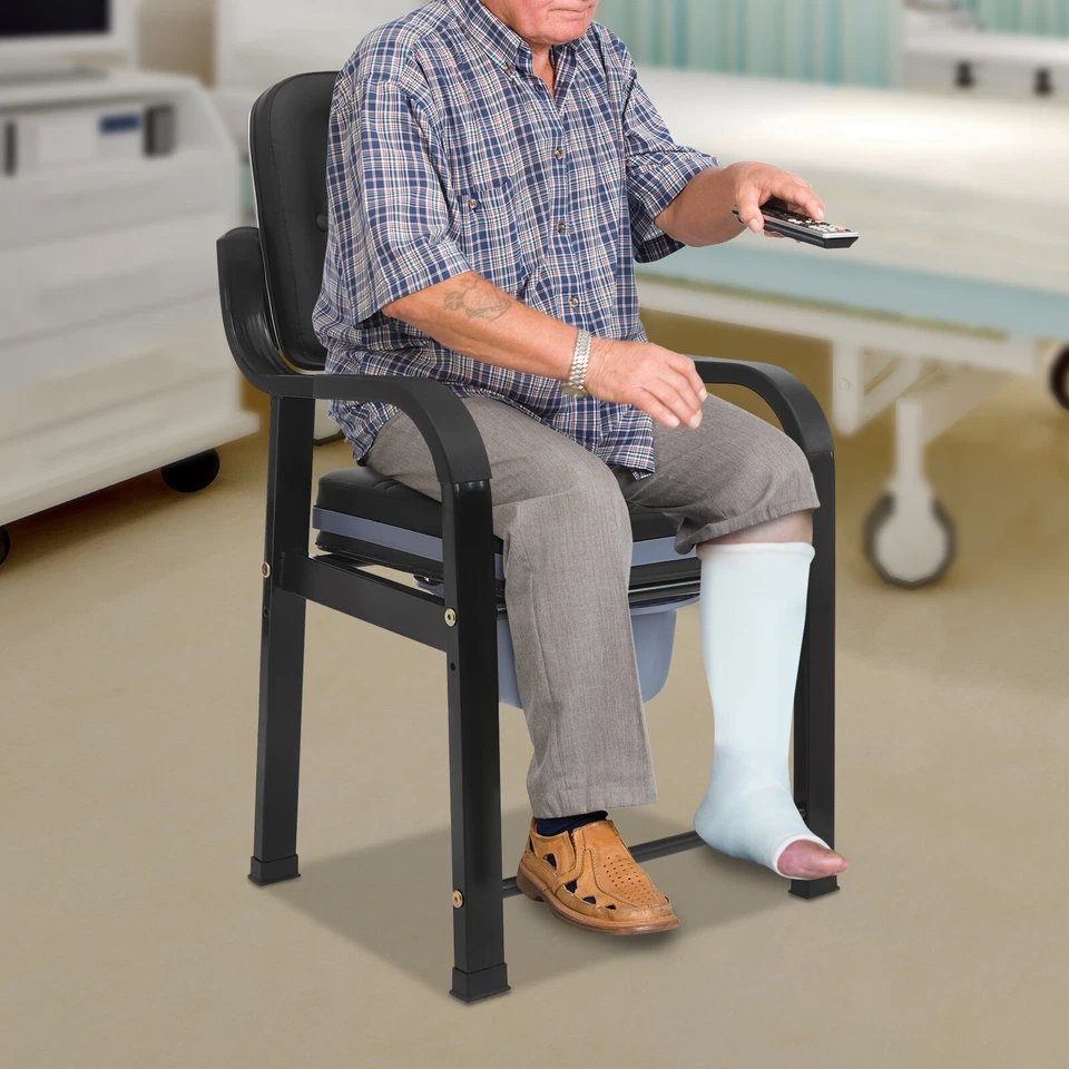 250kg/551lbs Heavy Duty Bedside Commode Seniors Adults Elderly Toilet Chair - Image 3 of 4