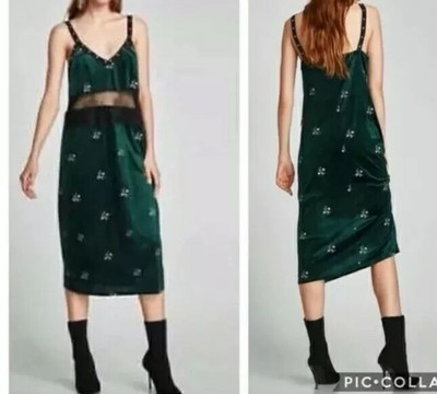 zara velvet green dress