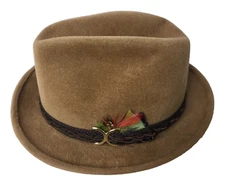 Vintage Mallory Torino Quality Men's Fedora Brown Hat Feathers Size 7 1/4 US