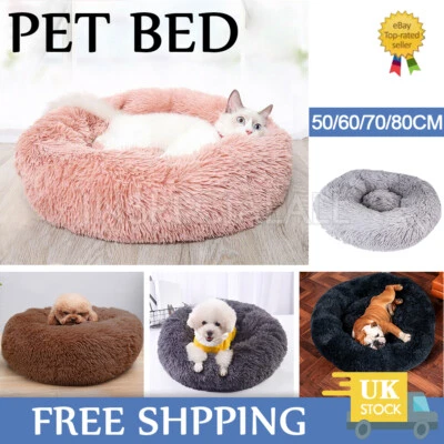 UK Warm Pet Calming Beds Comfy Warm Fluffy Dog Bed Cat Nest Mattress Pad S~XL