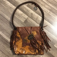 Handcrafted Leather Shoulder Bag Purse Western Cowgirl Country Fringe Leaf