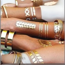 20 Sheets Metallic Jewelry Flash Temporary Bling Tattoos Henna Mehndi Design