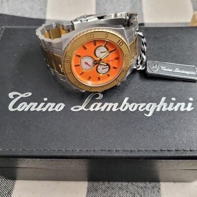 Tonino Lamborghiniオレンジ&白文字盤 ステンレス腕時計 Tonino Lamborghiniオレンジ&白文字盤 ステンレス腕時計 Tonino