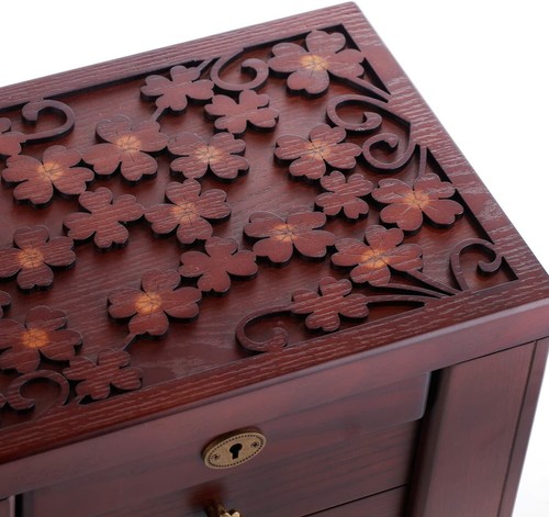 Large Elegant Wooden Armoire Jewelry Box Case Cabinet Ring Necklace Gift Storage - Picture 8 of 9