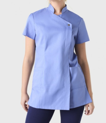 Women's Press Stud Tunic Size 10 Ciel Blue Healthcare & Beauty Wear Uniform Top