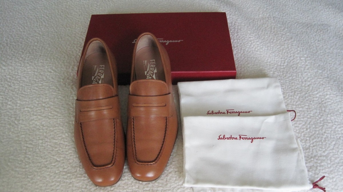 Men’s Ferragamo Brown Leather Loafers Size 8D Dress Shoes Salvatore Ferragamo Brown Leather Gancini Lug Sole Loafers  main image 3