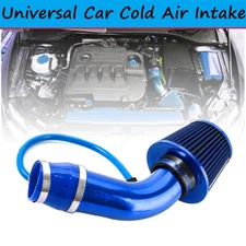Blue Cold Air Intake Filter Induction Pipe Power Flow Hose System Accessorie Kit