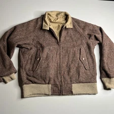80s Vintage Woolrich Wool Tweed Zip Jacket Brown Harrington USA Made Men’s M