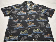 Paradise Found Shirt Mens XL Hawaiian Motorcycles Aloha Camp Biker Vintage