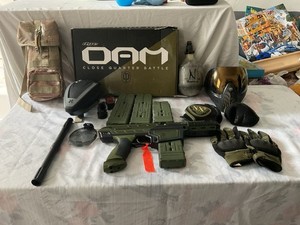 Dye DAM Paintball Marker Package w/ Hopper, Air Tank, Mask, Accessories