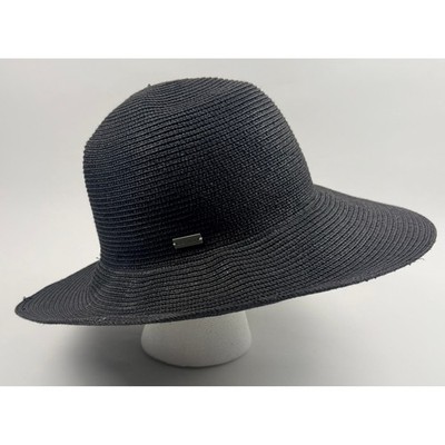 Betmar New York Gossamer Wide Brim Sun Hat Black Paper Straw One Size