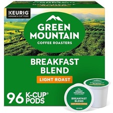 Green Mountain Coffee Roasters Breakfast Blend Light Roast Coffee, 96 K-Cup Pods