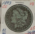 1893 CC US Morgan Silver Dollar $1 VG Key Date