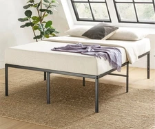 King  18" Metal Platform Bed Frame, Heavy-Duty Steel Slats, Black