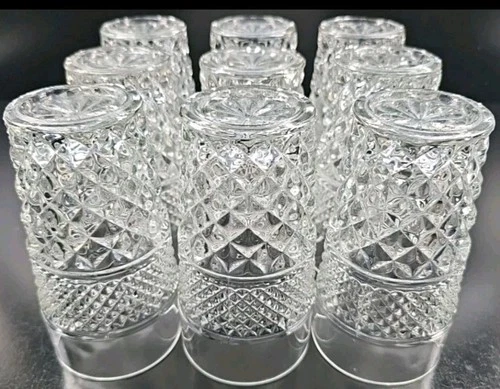 Vintage Anchor Hocking Wexford Clear Glass Flat Tumbler Criss Cross 12 Count