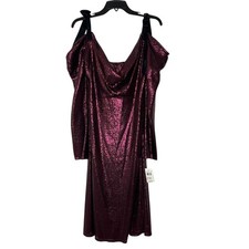 Tadashi Shoji Women s Size 12 Burgundy Sequin Cold Shoulder Dress NEW