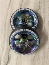 2 Phoenix F7 Alloy Core Wheel 110mm ABEC-9 bearings, Neo Chrome / Black NEW