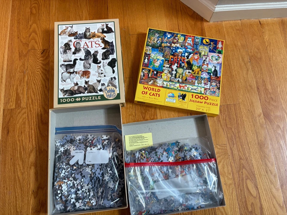 Cat puzzles, set of 2, 1000 pieces each, pre-owned and complete - Image 2 of 4