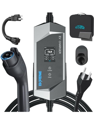 Câble Charge EV Type 1 Schuko - 3.68kW, 16A, 5m, écran LCD, Portable Pour Voitures électriques