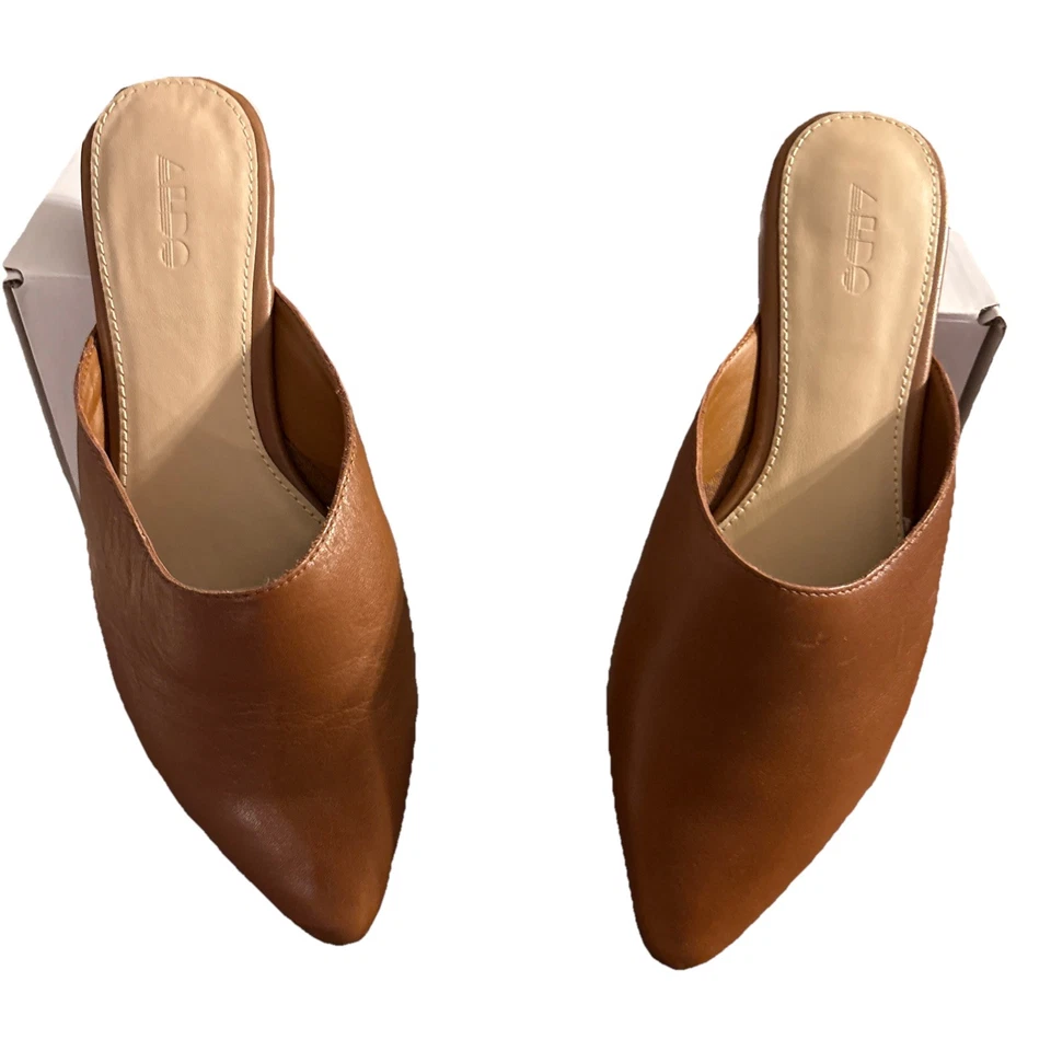 Nuevo con caja Zapatos planos Aldo para mujer de cuero marrón Afiliclya talla 8 Foto 3 de 4