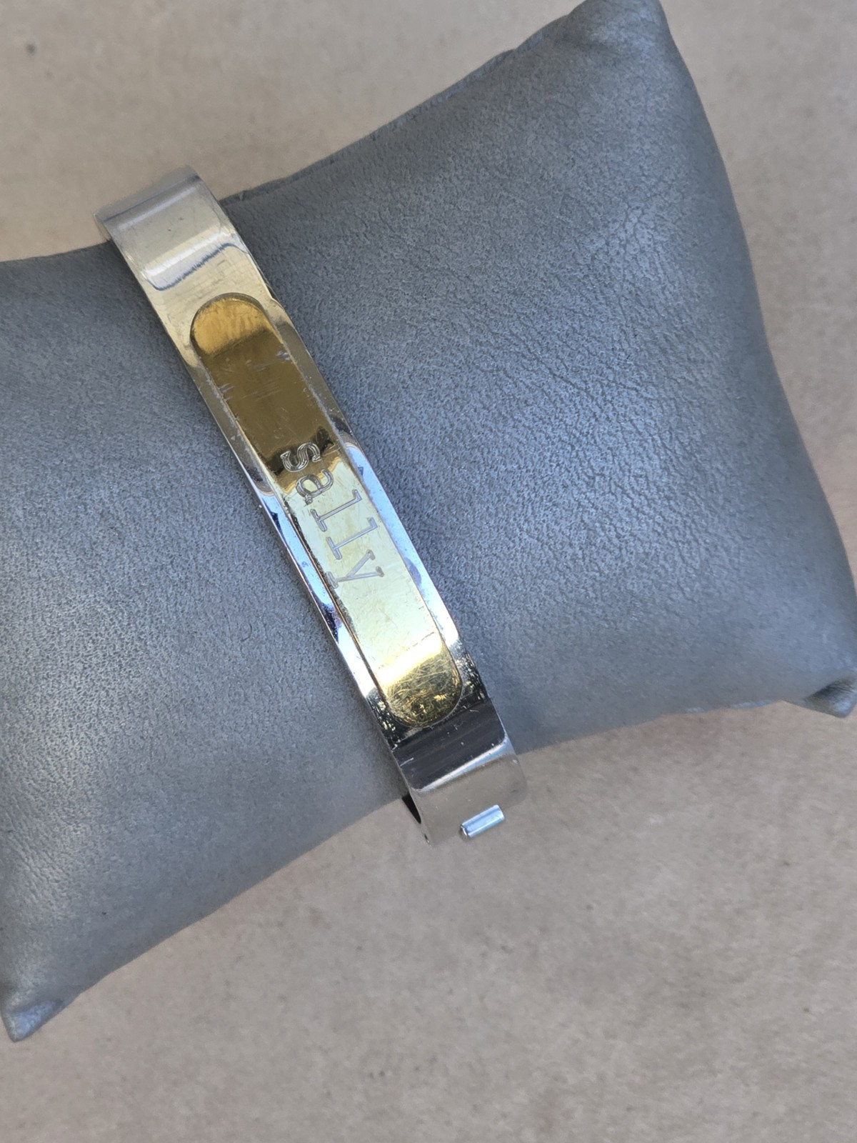 Rustic Cuff Sally Personalized Two Tone Silver Go… - image 1