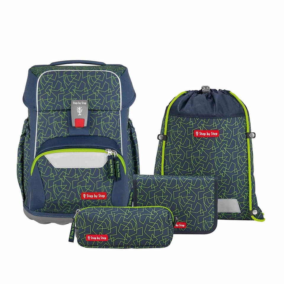 Schulranzen Step by Step BASIS Green Geometric, 4-teiliges Set - Bild 1 von 1