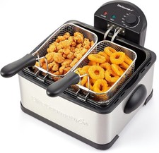 Elite Gourmet Electric Deep Fryer, 4.5 Qt Total Oil Capacity Dual 2-Qt Split Ba