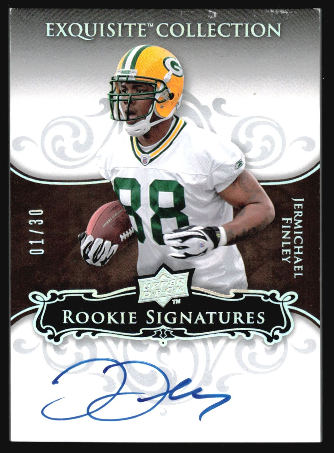 Jermichael Finley UD Exquisite Collection #130 Autograph-Silver Holofoil