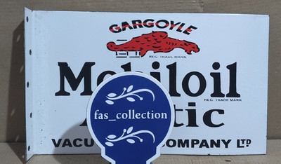 Gargoyle Mobiloil Arctic Porcelain Enamel Sign  18 x 10 Inches 2 Sided