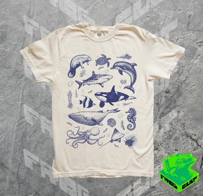 Vintage Ocean Life Animals Comfort Tee Shirt Marine Sea Creature Gift