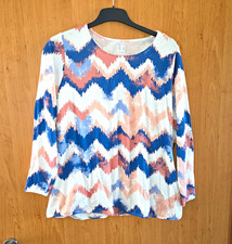 Damen Basic Shirt Rundhals Zickzack Muster me...
