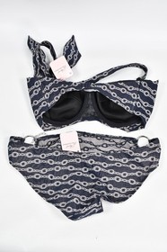 Agent Provocateur Vicky Bikini Silver Chain Swimsuit Set - 32C/S