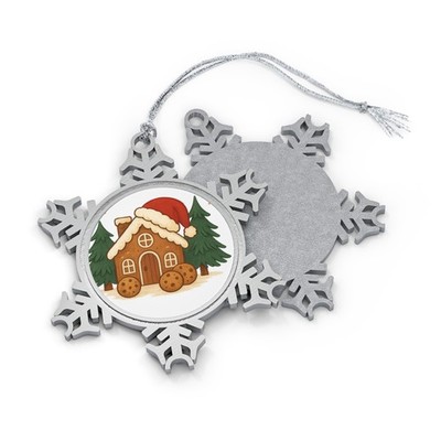 Gingerbread House Pewter Snowflake Ornament