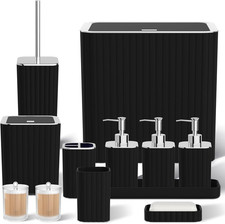 Bathroom Accessory Set - Bathroom Set, 12PC Bathroom Accessory Set, Black Bathro