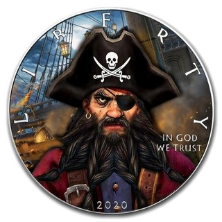 Ultra Rare Pirate American Silver Eagle 2020 Colorized 1oz Silver Mintage 50