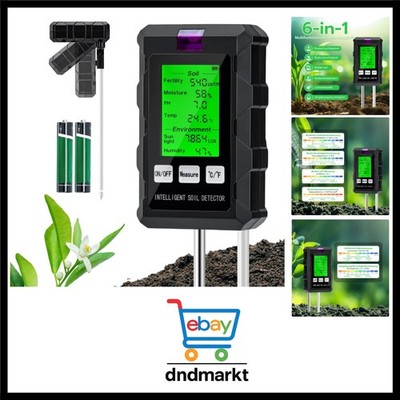 Wigearss 6 in 1 Bodenmessgerät, Digitales PH Bodentester, Feuchtigkeit, Boden...