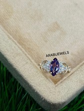 Marquise Cut Alexandrite Ring 925 Sterling Silver Gift For Her.