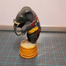 Vintage Art Deco A.C. Williams Cast Iron Circus Elephant On Tub Coin Bank